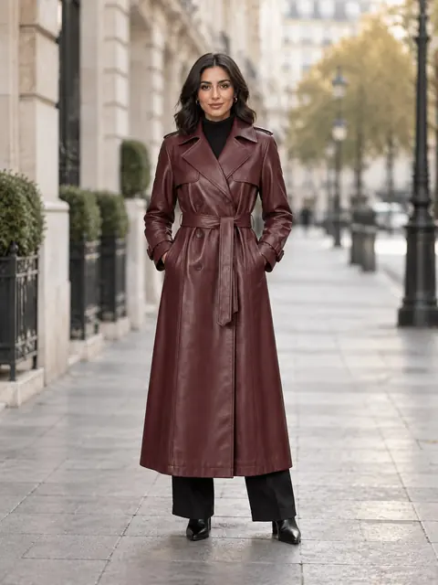 Burgundy Leather Coat