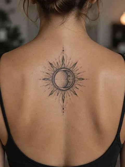 Dotwork Sun & Moon